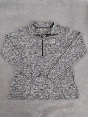Under Armour Womens XL Gray Space Dye HeatGear 1/4 Zip Pullover Activewear Top